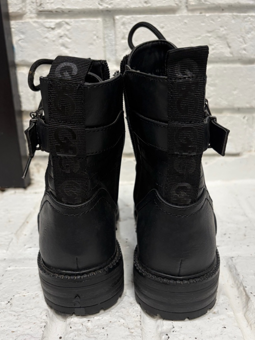 GBG Black Lace-Up Combat Boots with Zip & Buckle - Picture 4 of 5